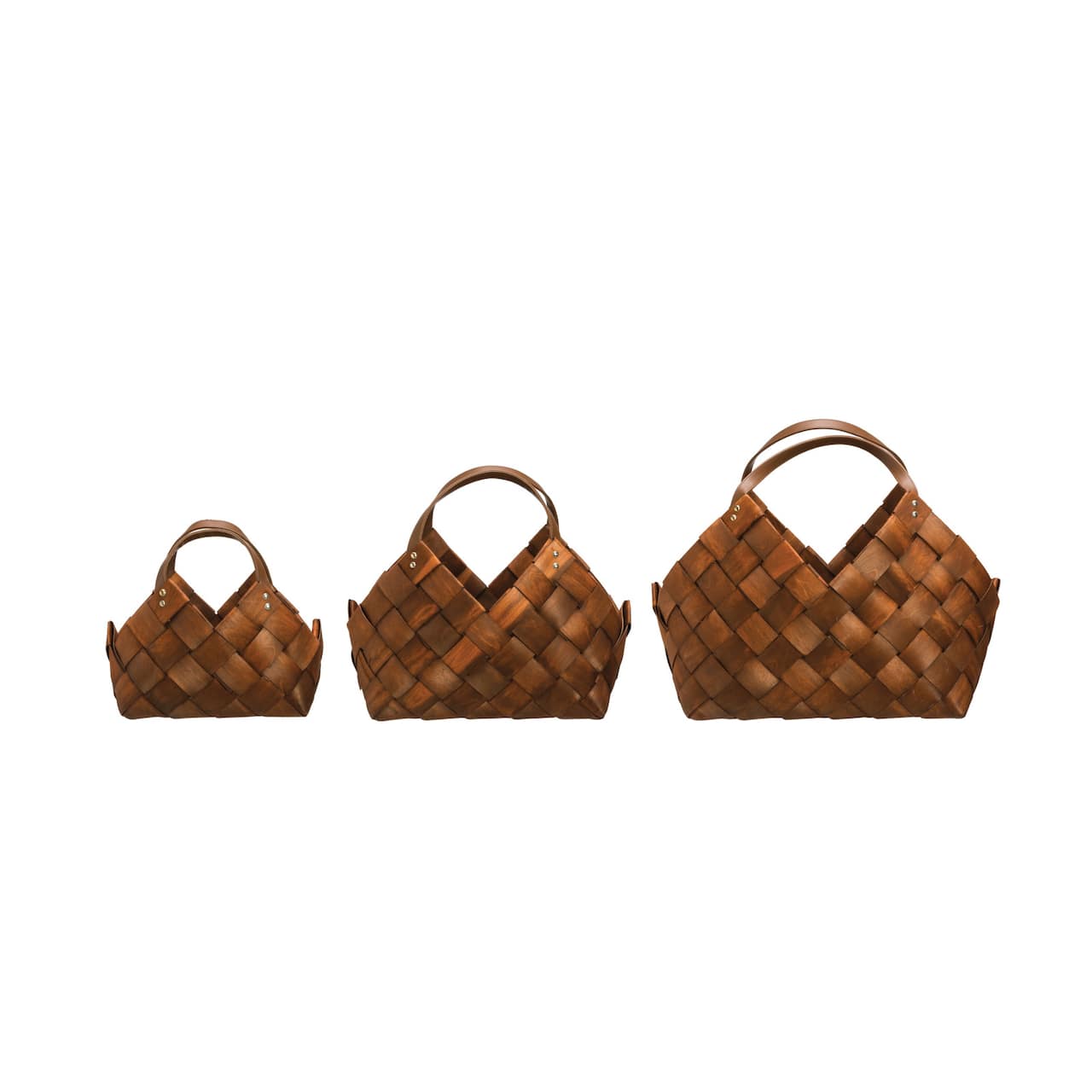 Hello Honey® Brown Woven Seagrass Baskets with Leather Handles Set